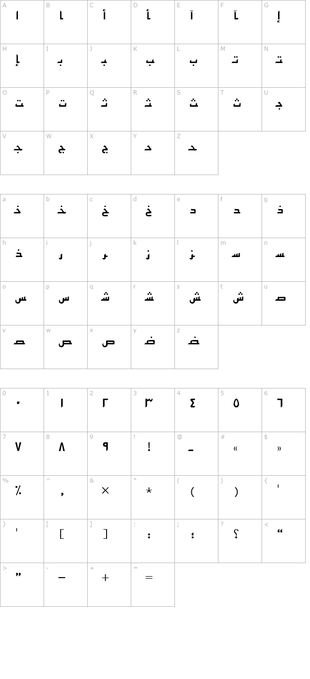 arabickufissk character map