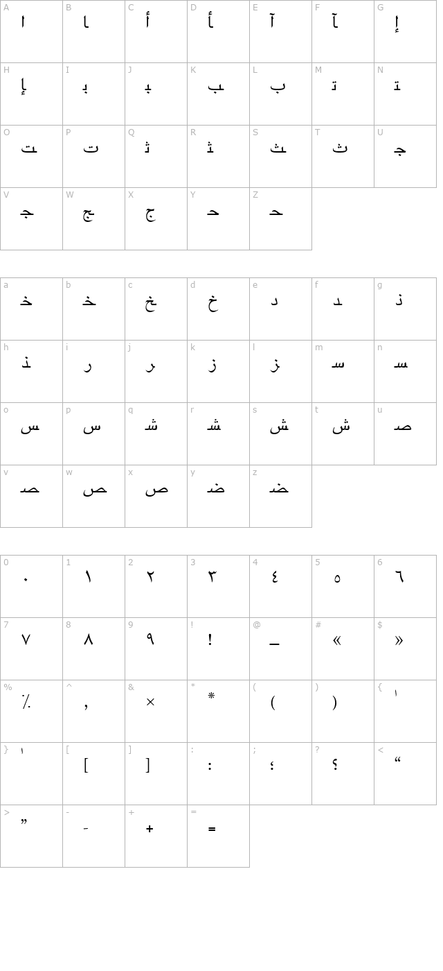 arabicriyadhssk character map