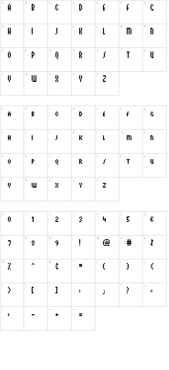 ArachnidSmallCaps character map