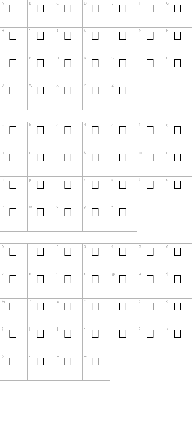 aramar-regular character map