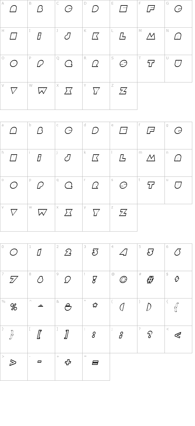 aramis-italic character map