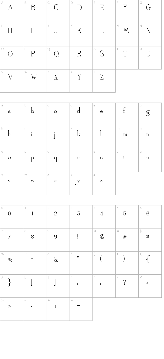 Arbiter-Regular character map