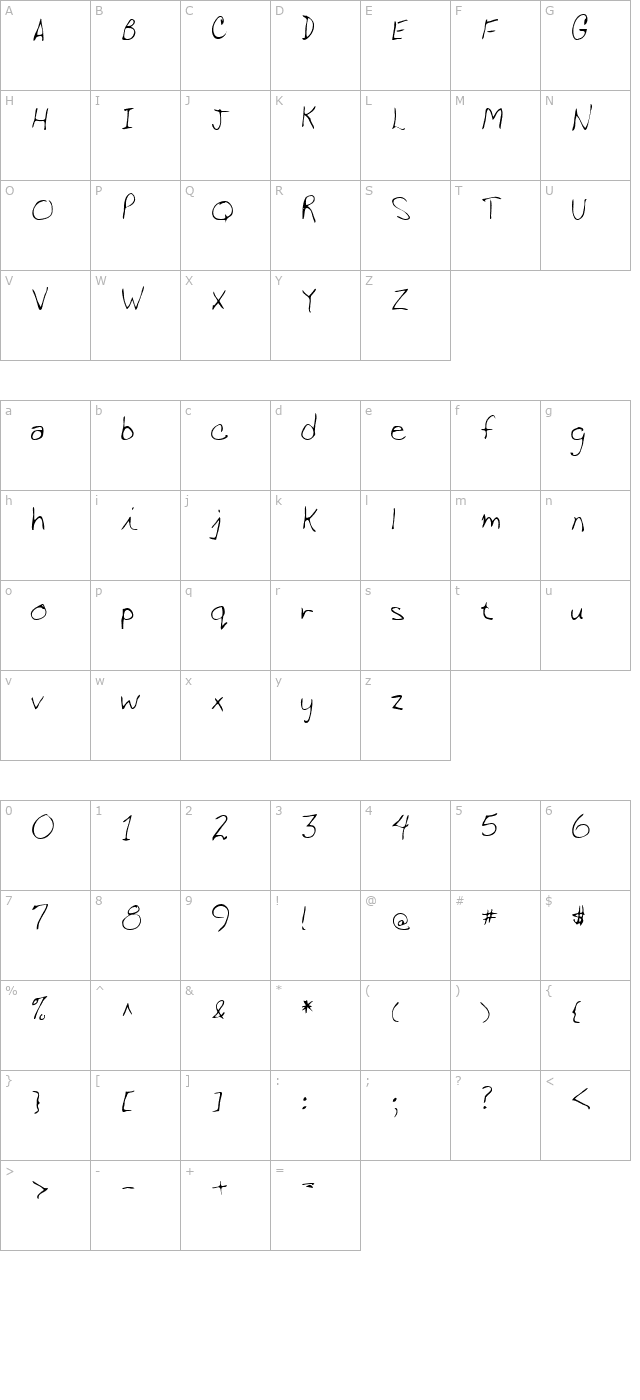 arbor-regular character map