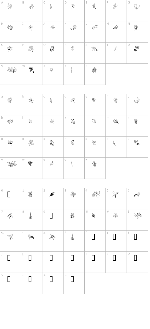 arboris-folium character map