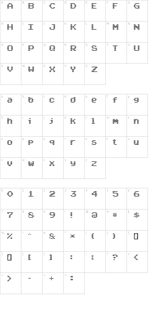 arcade-classic character map