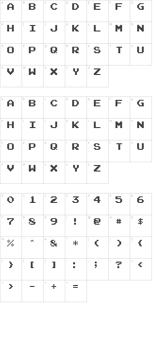 Arcade I character map