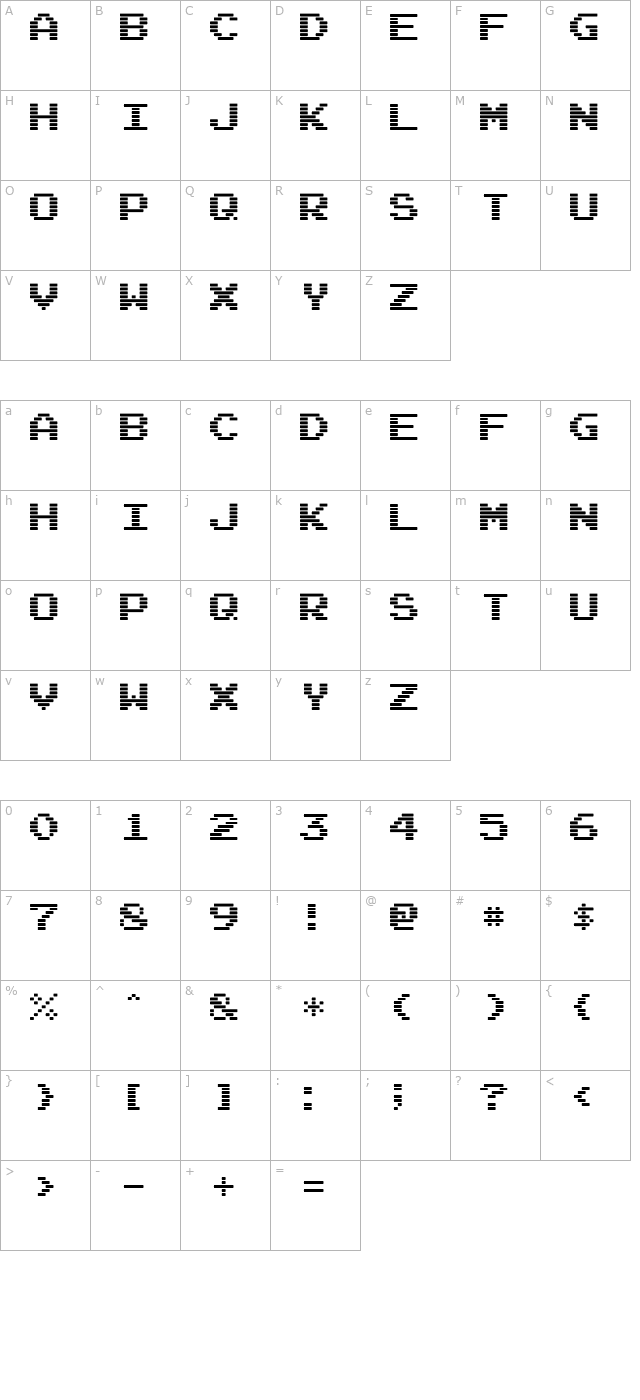 arcade-interlaced character map