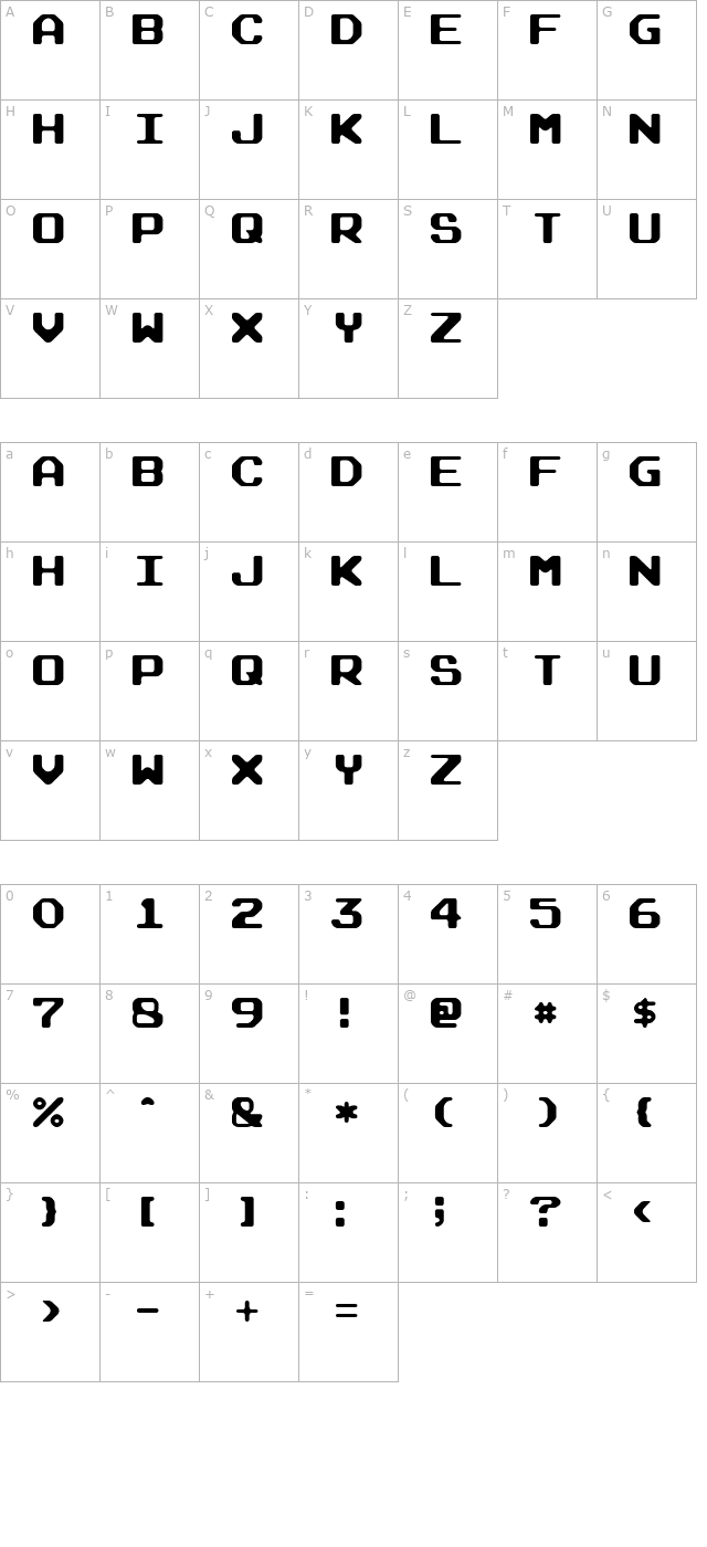 arcade-r character map