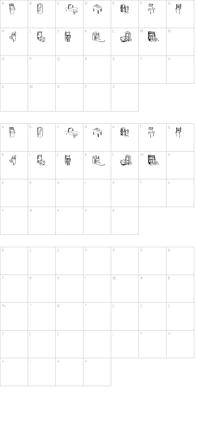 Arcade Video Games character map