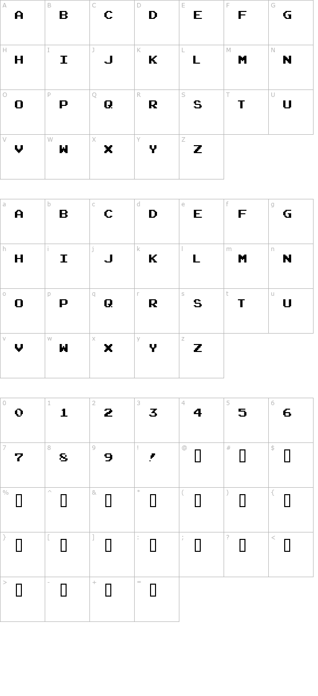 ArcadeClassic character map