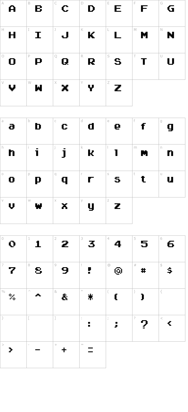 arcadepix character map