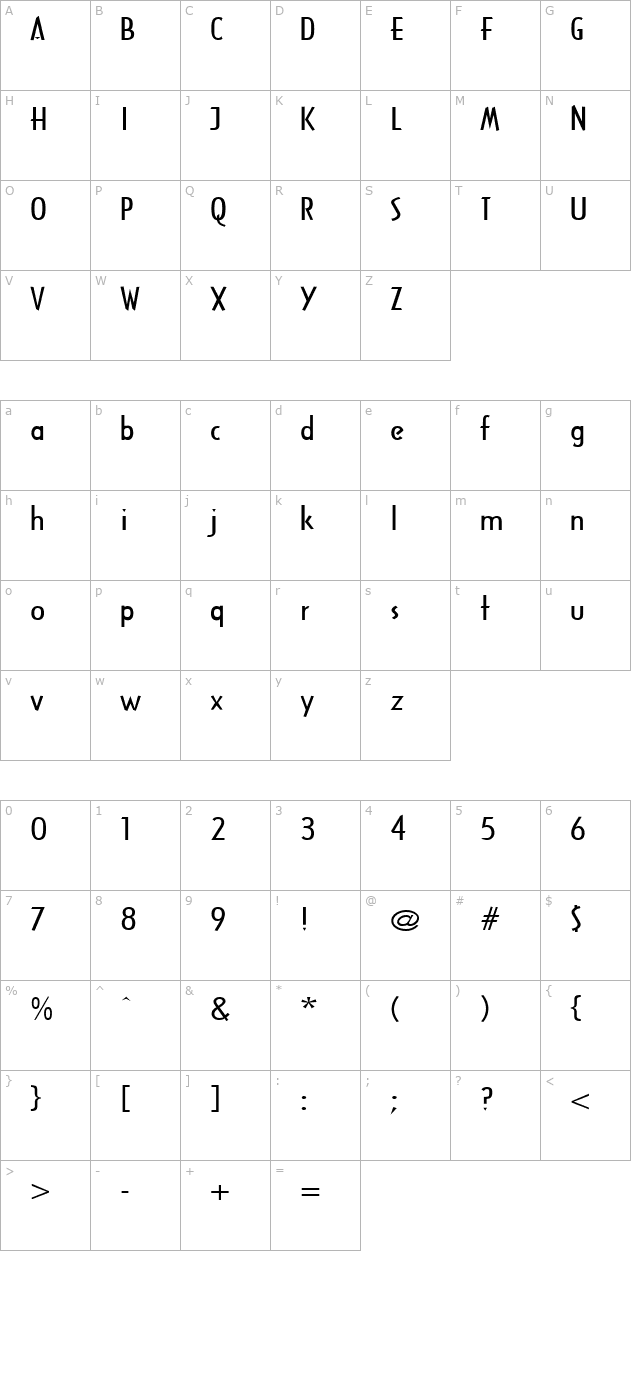 arcanebroad-regular character map