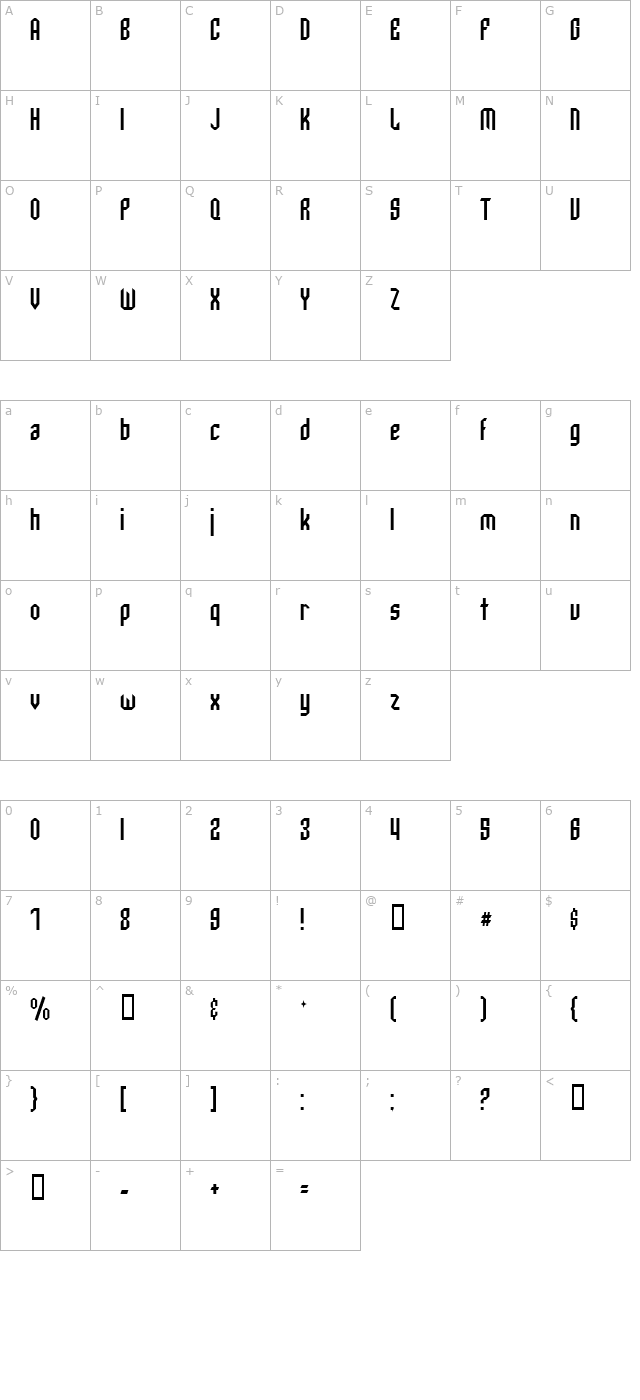 Archery Black Condensed character map