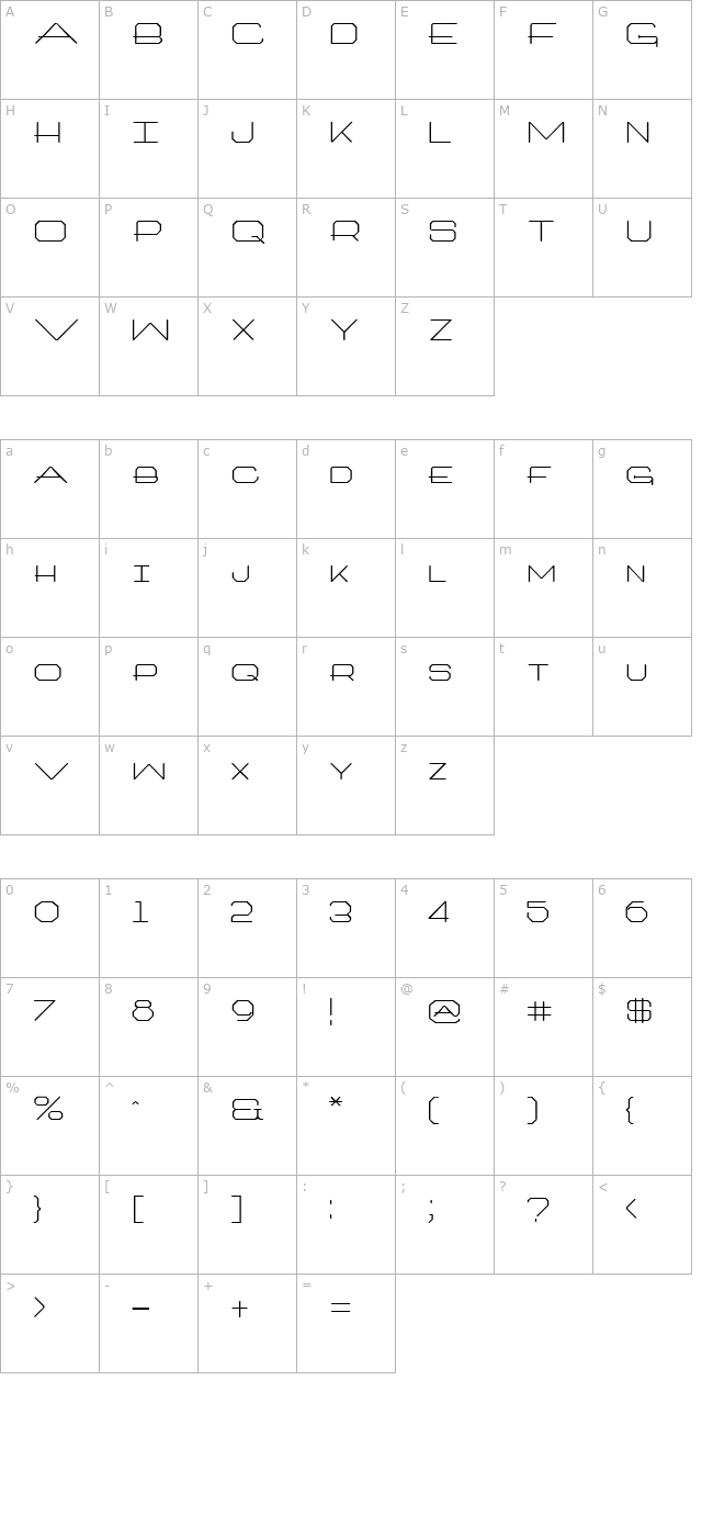 architext-regular character map