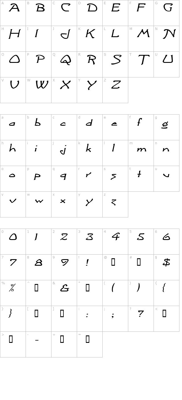 argonautextended-italic character map