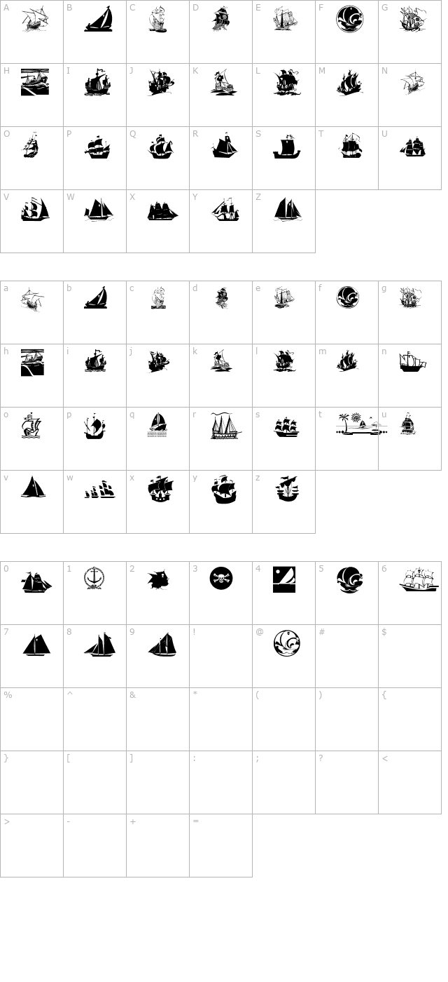 Armada Pirata character map