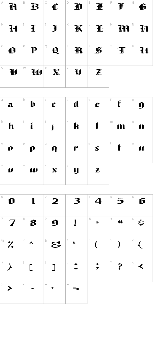 ArmedaExpandedSSK Bold character map