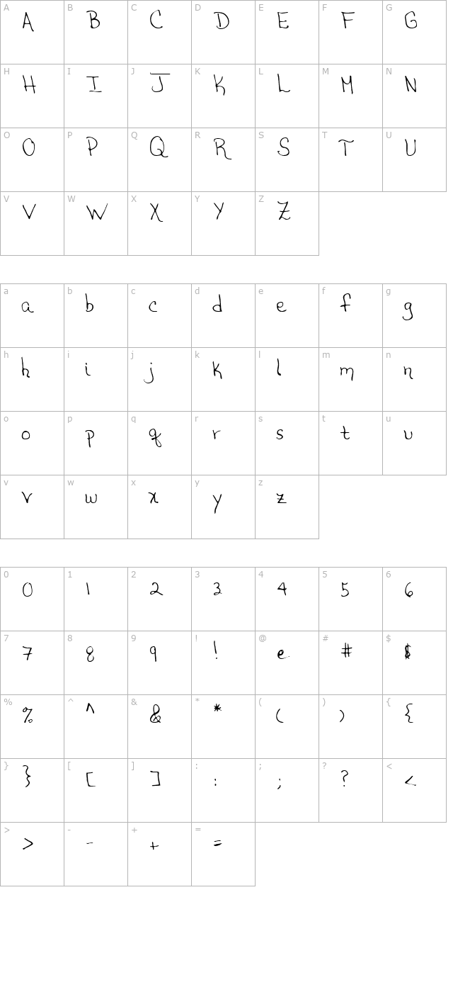 armour-regular character map