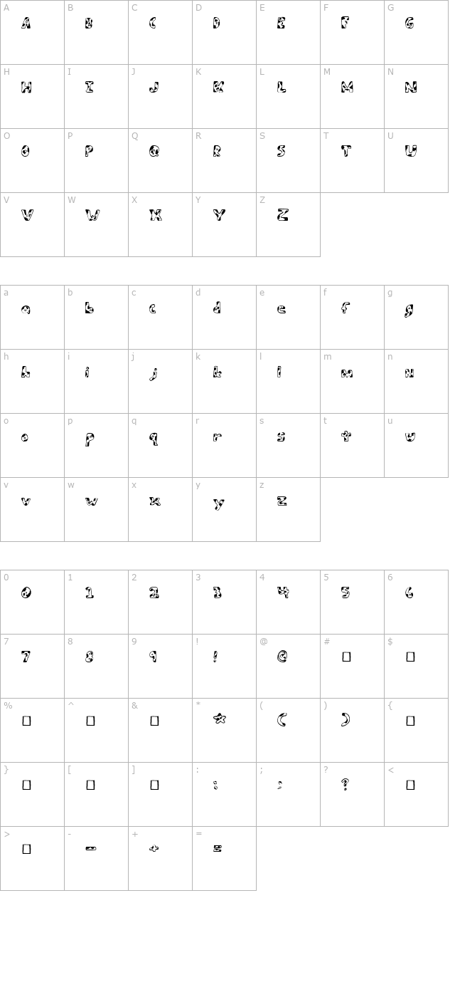 Army Beans Regular character map