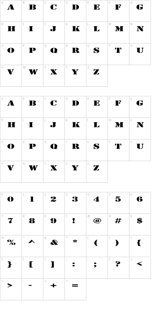 Army Expanded character map