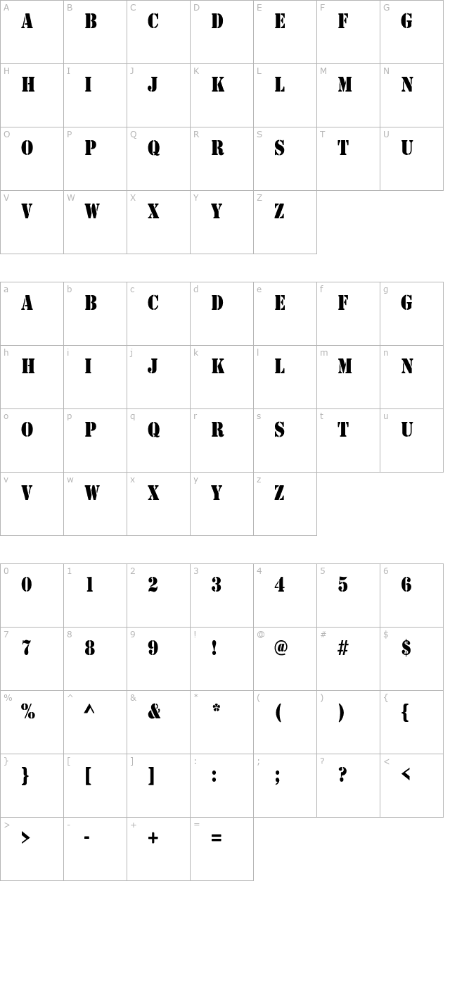 Army Thin character map