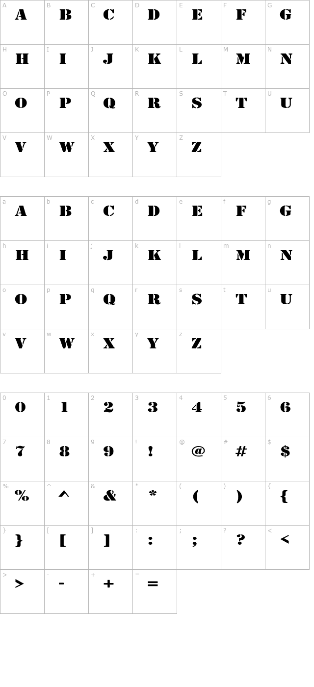 Army Wide character map