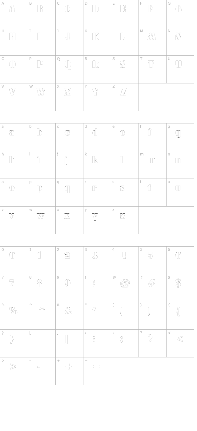 ArmyBlackOutlinePlain character map