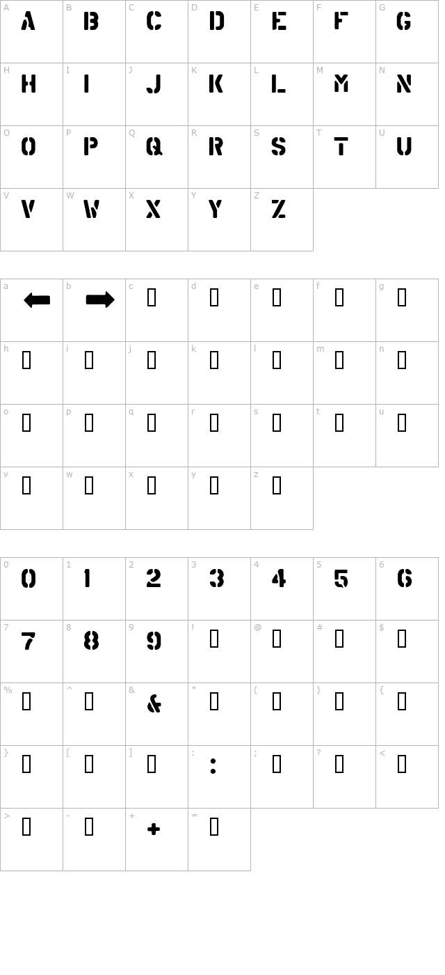 ArmyStyleA character map