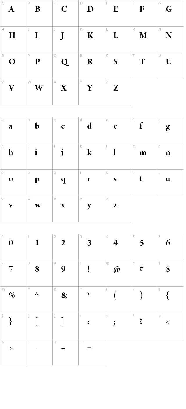 ArnoPro-BoldDisplay character map