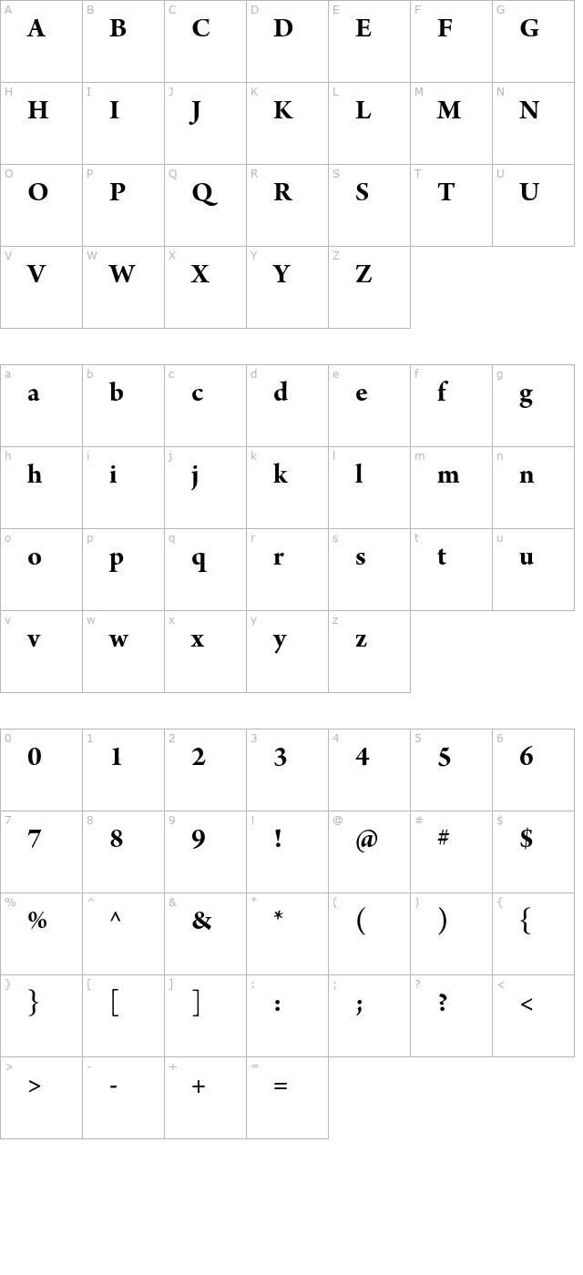 ArnoPro-BoldSubhead character map