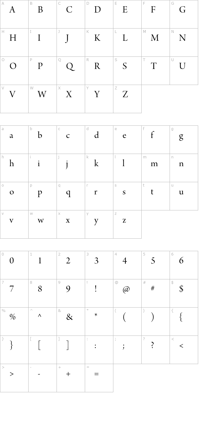 ArnoPro-Display character map