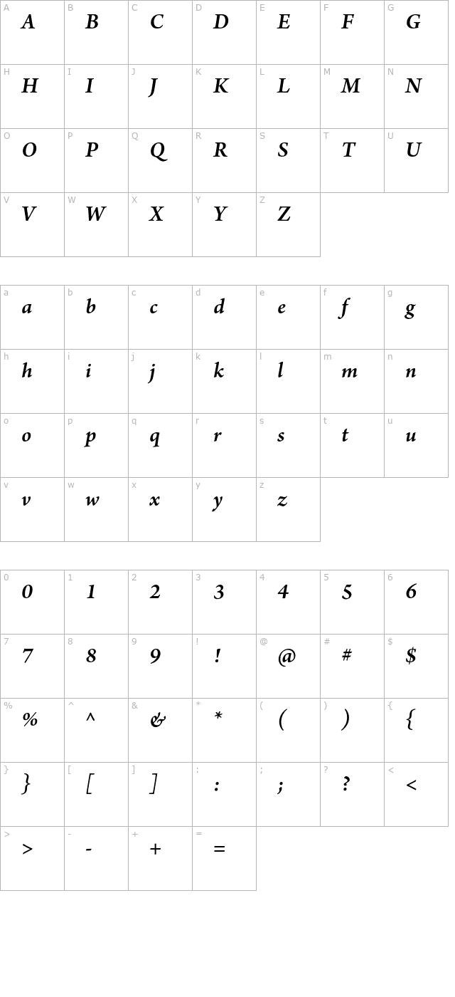 ArnoPro-SmbdItalic character map