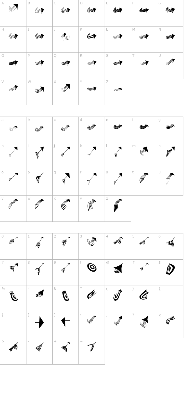 ArrowbixOneUp character map