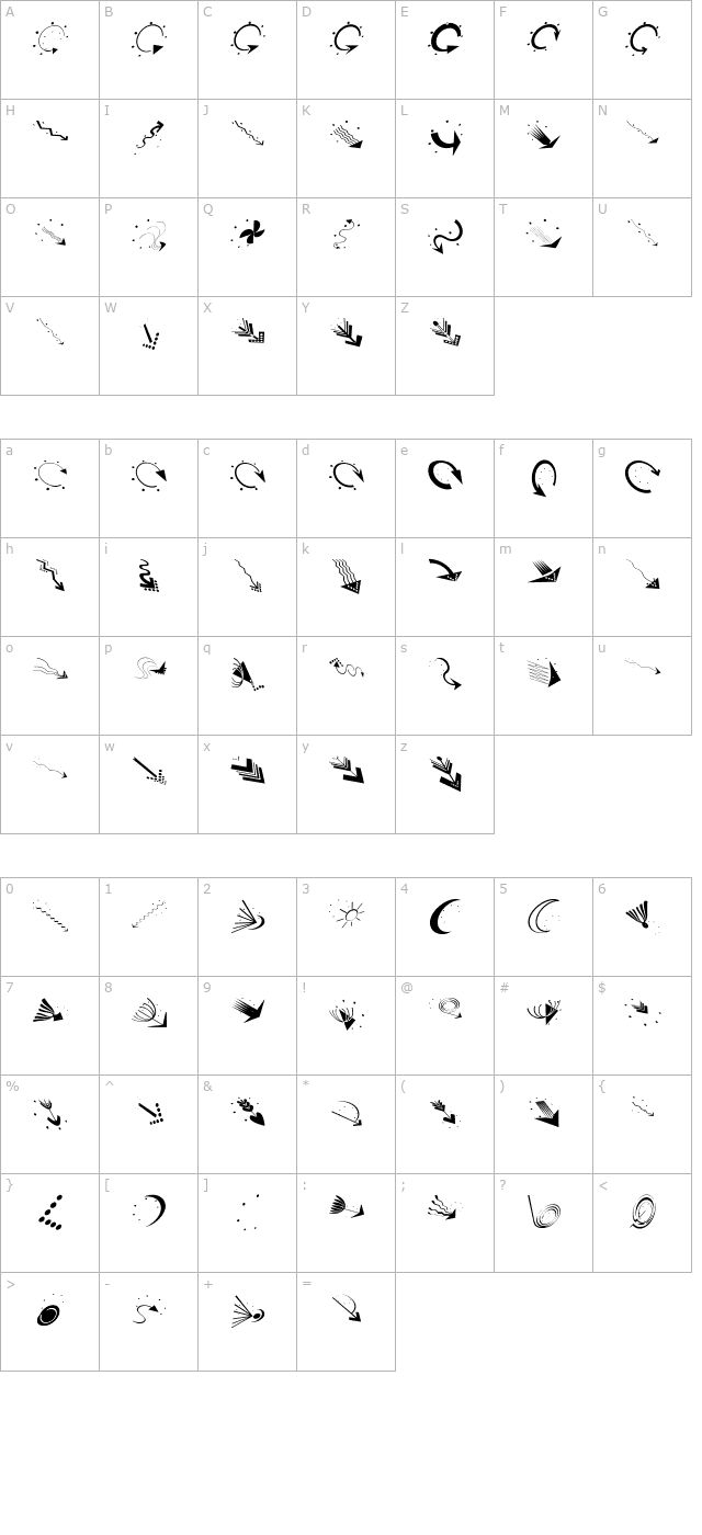 arrowbixtwodown character map