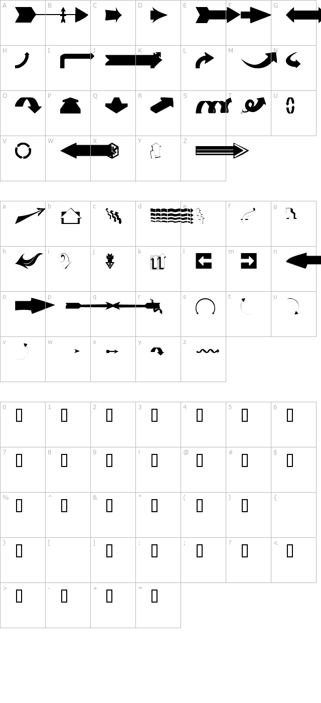 Arrows#1 character map