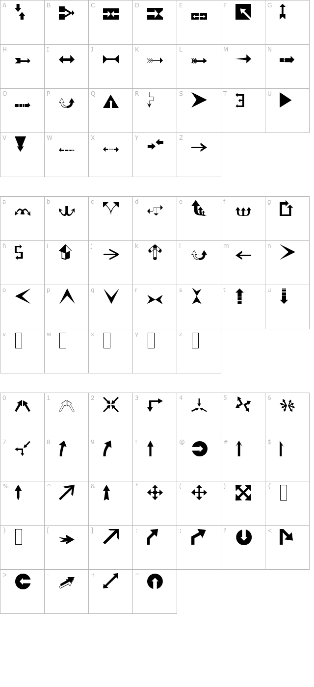 arrows character map