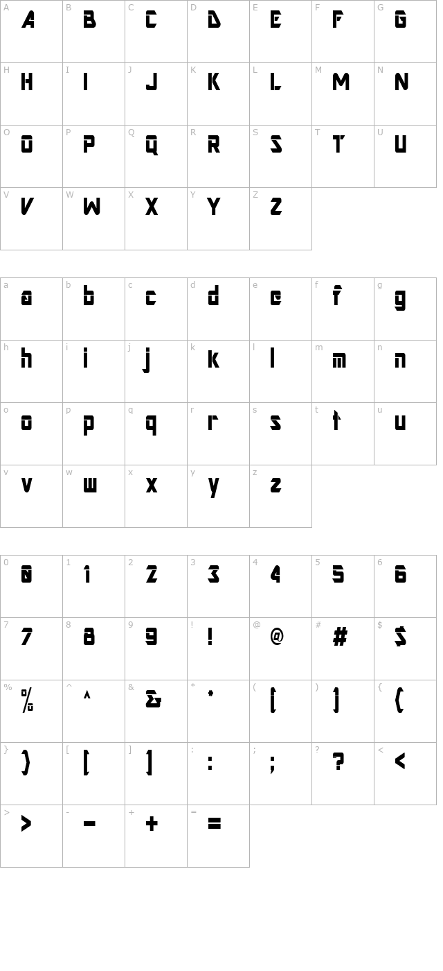 Art Regular ttstd character map