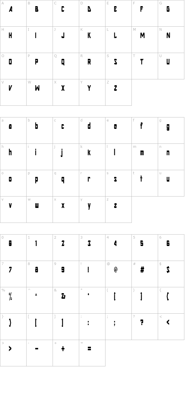 Art Regular character map