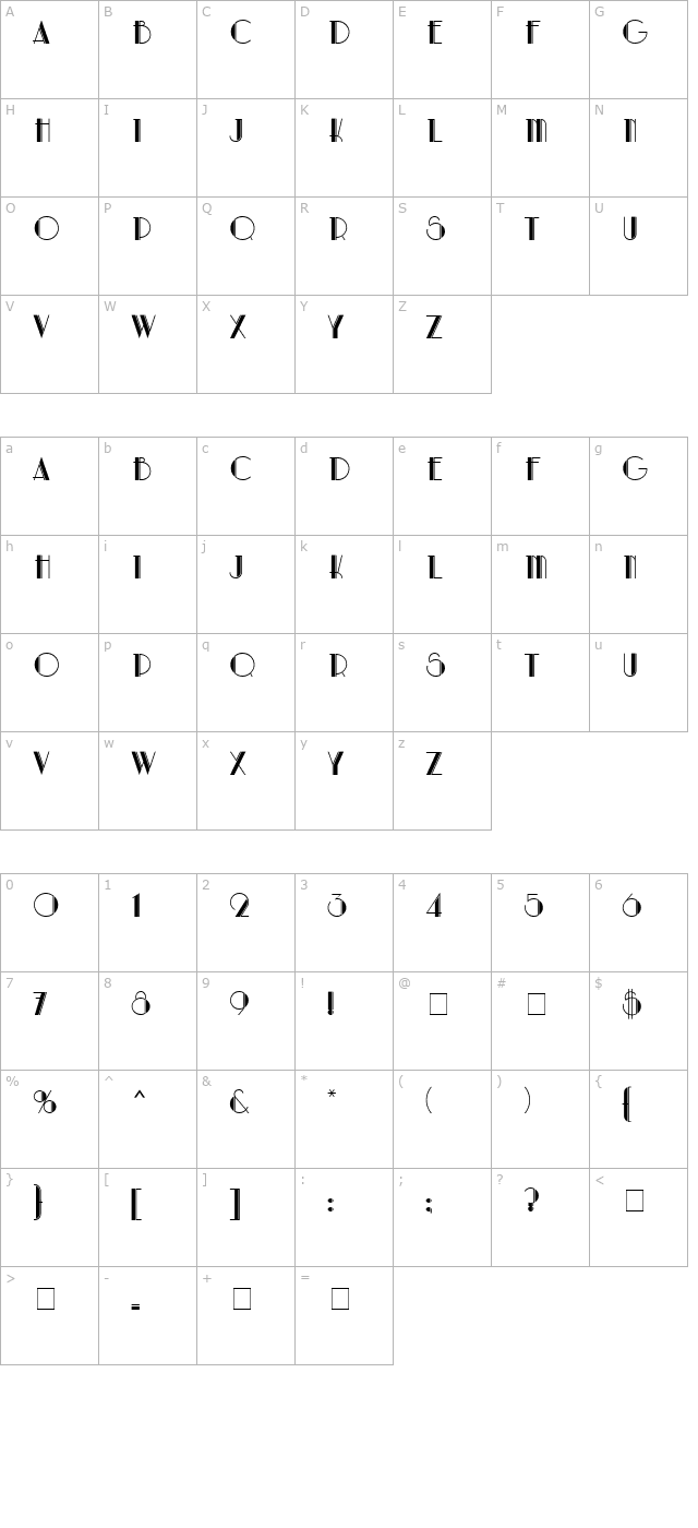 Artdeco MN character map