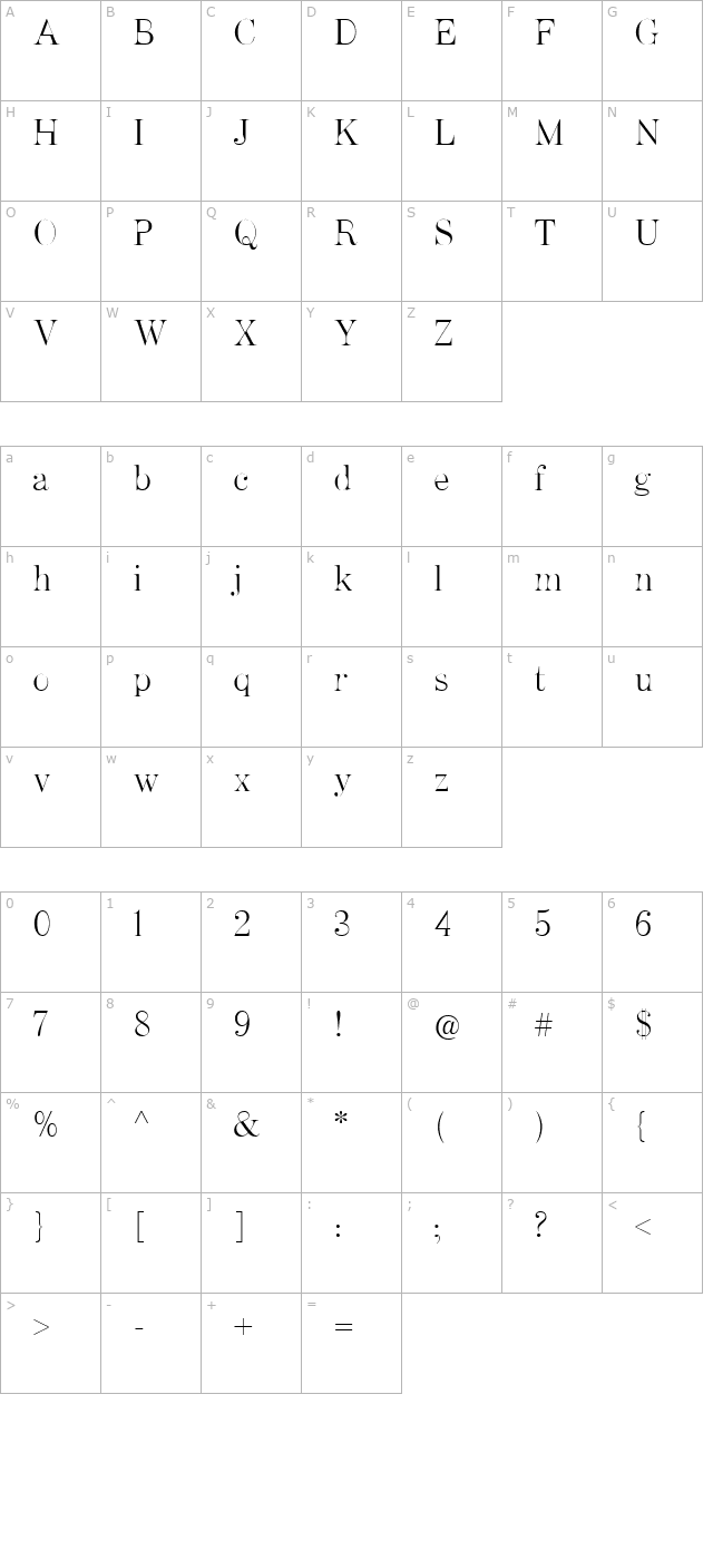 Artefact Light character map