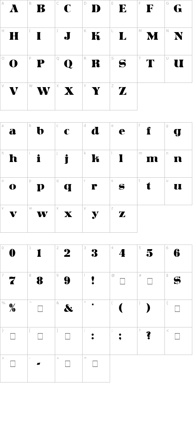 articula-display-ssi character map