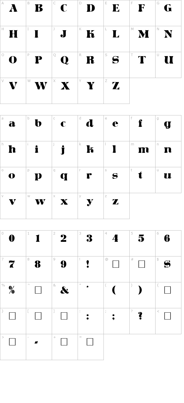 articuladisplayssk-regular character map