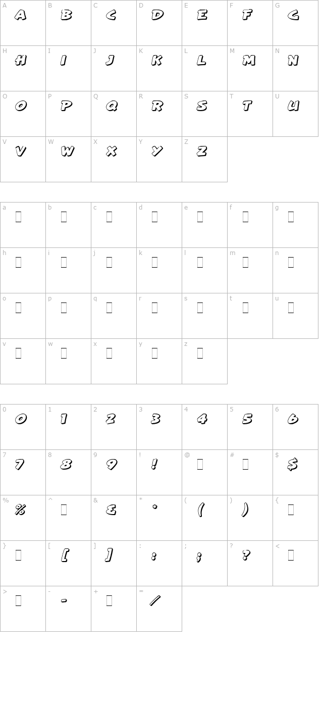 Artiste LET Plain1.0 character map