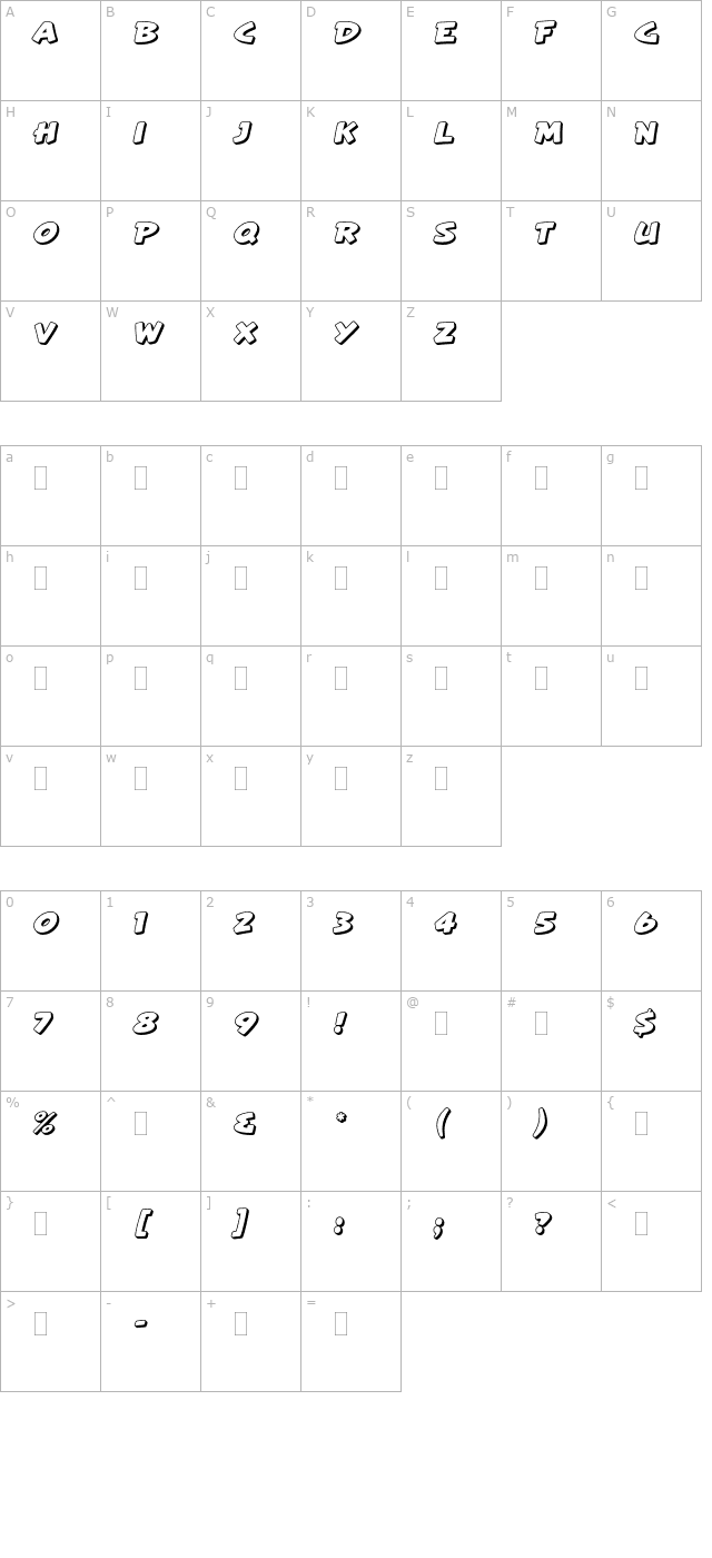 ArtistePlain character map