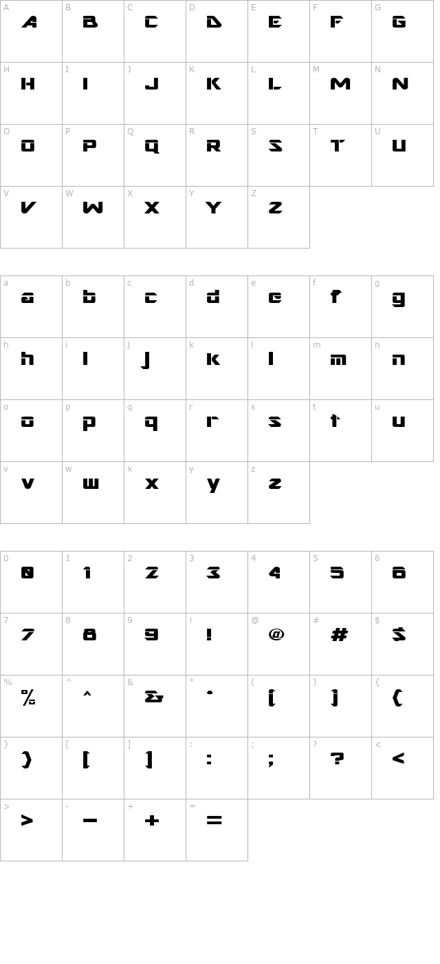 ArtRecord114 Regular ttext character map