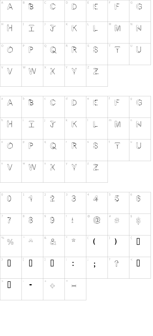 Artsy Fartsy character map