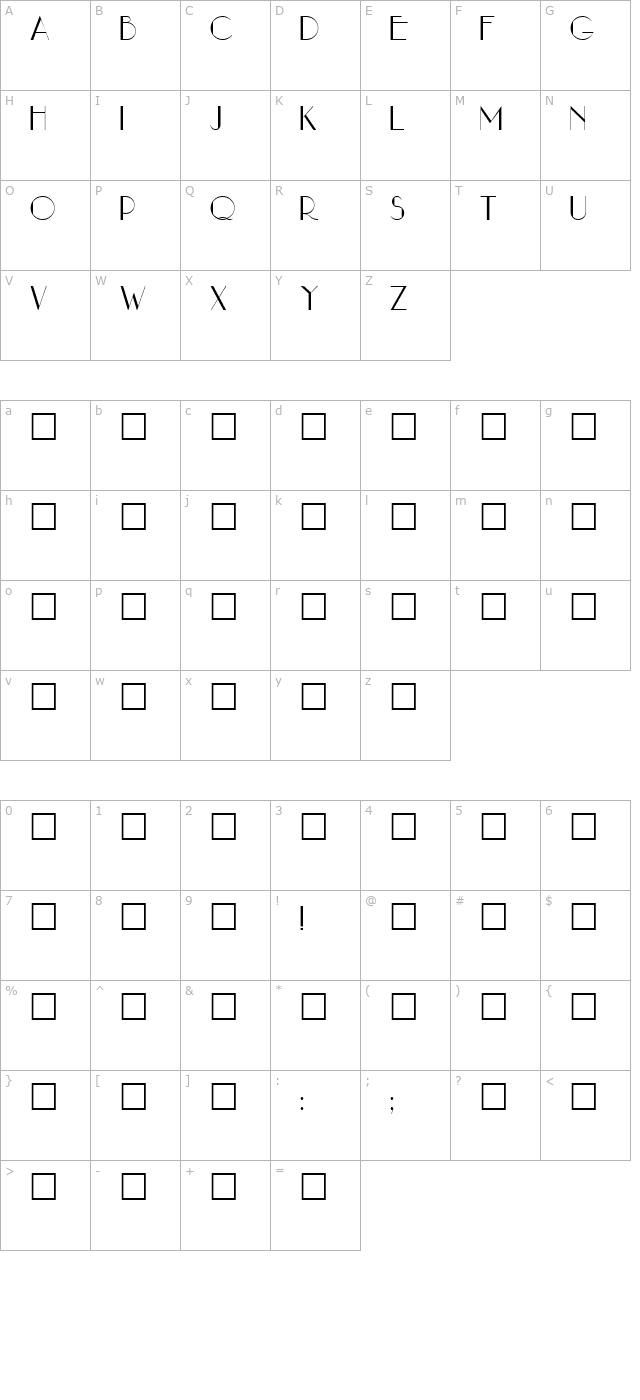 Arwen Regular character map