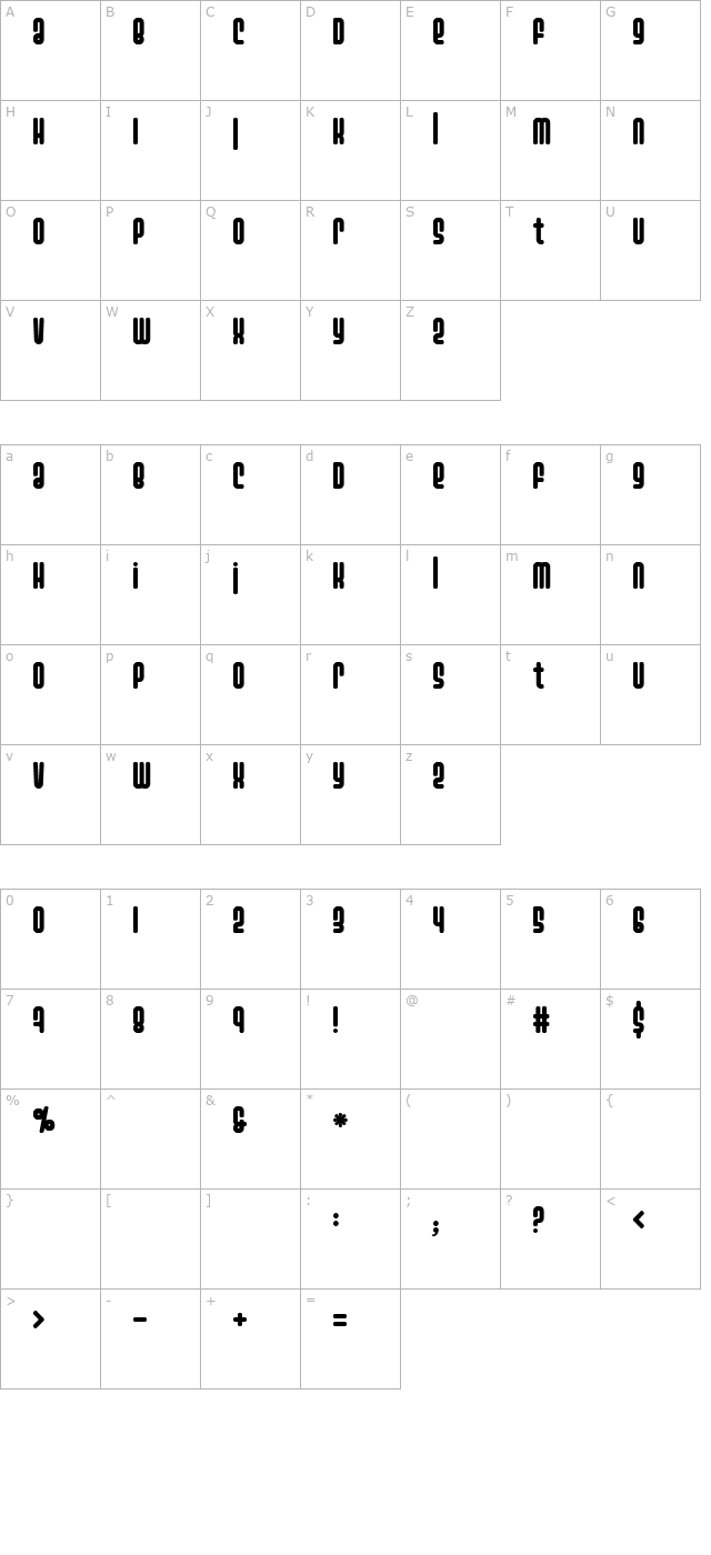 Ashbury character map