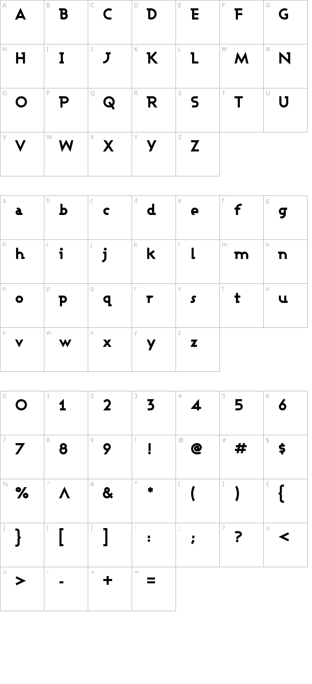 Ashby Extra Bold character map