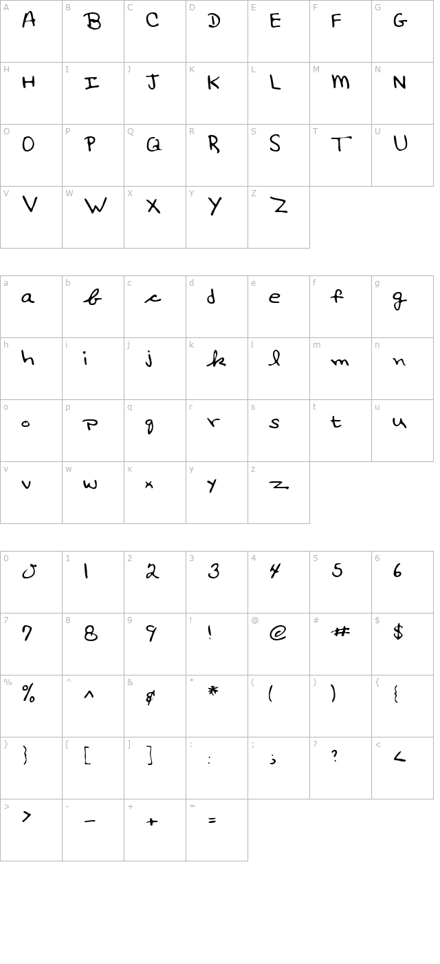 ashtonshand-regular character map